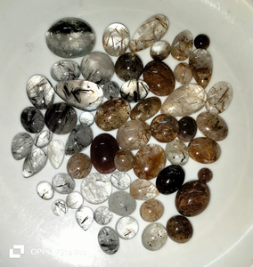BAITHU GEMS MINERALS Magnifiques Cabochons de Pierres Précieuses Naturelles Mixtes en Aigue-marine Couleurs Blanc, Noir, Doré Polies Personnalisables pour - Product Image 2