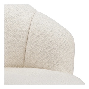 Fauteuil d'appoint capitonné de luxe moderne, fauteuil de salon rembourré en tissu crème avec pieds en bois - Product Image 3