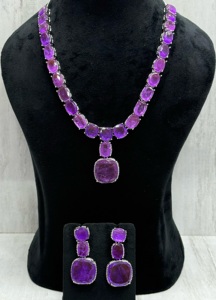 Attractive High Quality <b>Silver</b> Plated Brass Moissanite <b>Necklace</b> Earrings <b>Set</b>-Trendy Wedding Engagement Anniversary Gift Party - Product Image 3