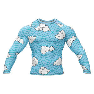 OEM Custom Logo Heat-Transfer Printed Men's 100% Polyester MMA Rashguard Short Compression Shirt Breathable Quick Dry UV - Product Image 1