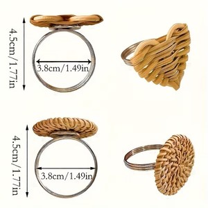 Handwoven Cane Napkin Holders Boho Floral Design Reusable Dining Accessories for Hotel Cafe Wedding Banquet - Product Image 4