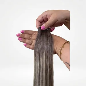 Peluca de Cabello Humano Remy Liso Largo con Encaje Suizo en U, Cabello Indio de Doble Trama, Tamaño Promedio, Color Marrón, Tela de Encaje Elástico - Product Image 4