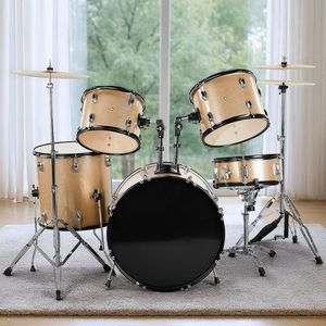 Set Batteria Jazz Completo per Adulti 5 Pezzi: Grancassa Champagne, Piatto Ride 16'', Hi-Hat 14'', Due Tom e Floor Tom, Rullante - Product Image 3