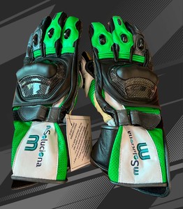 Leather <b>Touch</b> <b>Screen</b> Breathable Polka Dot Pattern Anti-UV Full Finger Buckle Closure Customizable Motorbike Racing <b>Gloves</b> for - Product Image 2