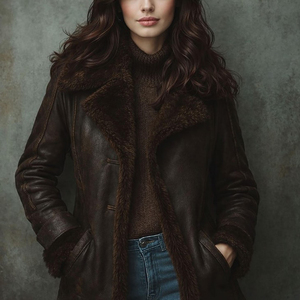 Vêtements d'extérieur d'hiver pour femmes en cuir d'agneau véritable teinté respirant élégant Mode moderne Vêtements de tous les jours - Product Image 4