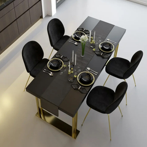 New Design Modern Rectanglur Dining Tables With <b>Marble</b> <b>Top</b> Luxury Dining Table 6 Seater Metal Dining Table - Product Image 2