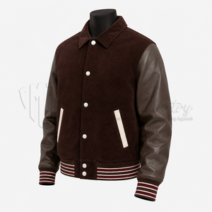 Chaqueta Varsity de Cuero y Lana Marrón Personalizada para Hombre, Chaqueta de Béisbol Estilo Letterman Vintage, Fabricante OEM con Bordado al por Mayor - Product Image 3