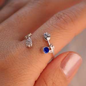 Blue Sapphire <b>Ring</b> <b>Adjustable</b> 925 Sterling Silver September Birthstone Personalized Everyday Jewelry Gift - Product Image 4