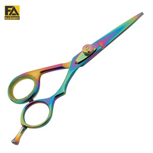 Ciseaux de barbier avec repose-doigts réglable et vis (inserts pour doigts) en acier inoxydable revêtu multicolore avec couleur personnalisée en gros - Product Image 1