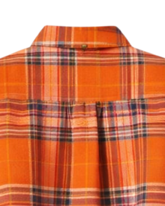 Camisa Corta a Cuadros Naranja Personalizada para Mujer, Cuello Camisero, Manga Larga, Botones, Blusa Casual de Moda, Proveedor OEM - Product Image 6