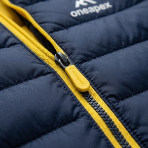 Men's Navy Blue With <b>Yellow</b> Zipper Hooded <b>Puffer</b> <b>Jacket</b> Warm Quilted Winter Outdoor Coat Lightweight Waterproof <b>Jacket</b> One Apex - Product Image 4
