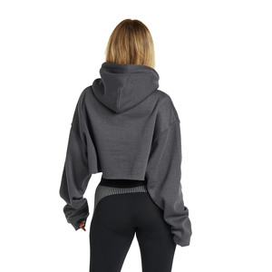 Sudadera Corta con Capucha para Mujer, Manga Larga, Color Sólido, Tejido de Algodón, Ropa de Otoño - Product Image 2