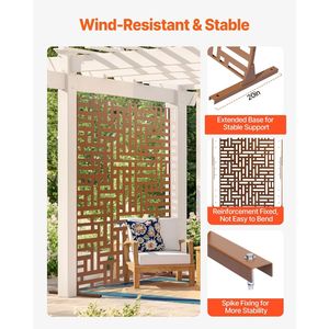 36 \ "W X 72 \" H schermo esterno in acciaio per la Privacy Freestanding 3-pannello decorativo giardino recinzione per balcone Patio interno divisorio - Product Image 3