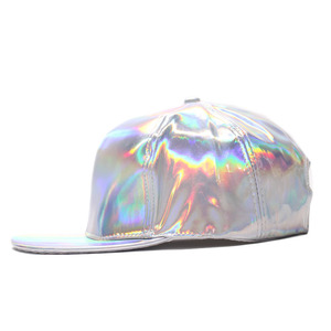 100% Polyester Adjustable Baseball Cap Metallic Holographic Rainbow Reflective Hip Hop Adjustable Strapback Peaked Hat - Product Image 5