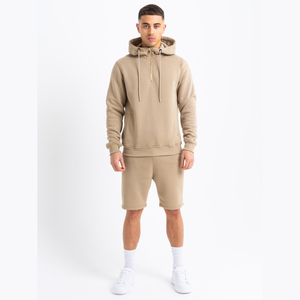 Lightweight Breathable Quick Dry Breathable Solid Color Street Wear Soft Fabric Men Hoodie & Short <b>Set</b> - Product Image 1