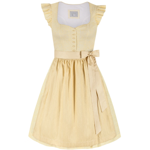 Vestido Midi Amarillo para Mujer, Corte en A, con Manga con Volantes y Cinturón, Casual, Ecológico, Cintura Natural, Verano, Tejido de Terciopelo - Product Image 1