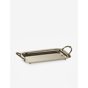 Trending Metal Serving Tray With <b>Gold</b> Accent Handle Rectangle Shape Hotel & Restaurant Tabletop Food & Drink Serving Trays - Product Image 2