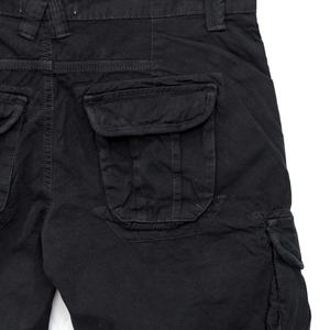 Men's <b>Black</b> Cargo Shorts Mid Waist Solid Color Canvas Casual Style Button Fly Breathable Pocket Design Bermuda Length - Product Image 5