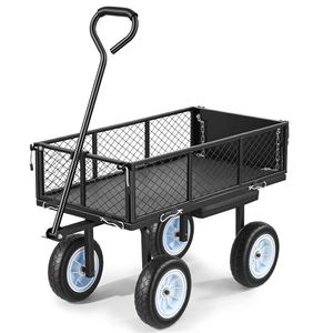 Carrello da Giardino Robusto con Sedile, Capacità 227 kg, Sgabello in Acciaio e Vassoio Porta Attrezzi, Carrello Utilitario da Giardino con Ruote - Product Image 1