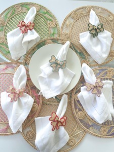 Bow Shape Rattan Napkin Ring Handwoven Decorative <b>Table</b> Accessory For Outdoor Dining Setup For Garden Patio And <b>Balcony</b> Meals - Product Image 4