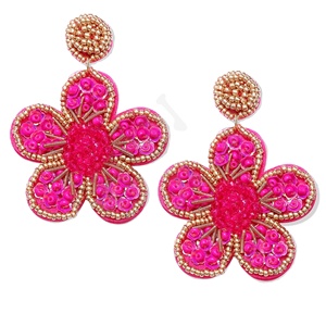 Pendientes bordados Pendientes vintage tejidos a mano inspirados en la naturaleza Joyería en forma de flor personalizada ecológica para fiestas Coloridas - Product Image 1