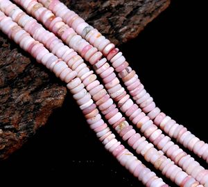 ลูกปัดโอปอลสีชมพูธรรมชาติทรงเฮชิ ขนาด 6-7 มม. ลูกปัดโอปอลสีชมพูทรงล้อเรียบ สำหรับทำเครื่องประดับ ขายส่งจำนวนมาก ลูกปัดพลอย 16 นิ้ว - Product Image 1