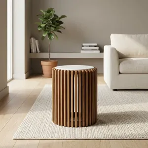 Modern Wooden Coffee <b>Table</b> With <b>Marble</b> <b>Top</b> Scandinavian Design Living Room Furniture Storage <b>Side</b> <b>Table</b> - Product Image 6