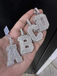 Colgantes de Letras A B C D Plateados en Plata con Diamantes Moissanite Estilo Hip Hop, Amuletos de Moda Unisex - Product Image 5