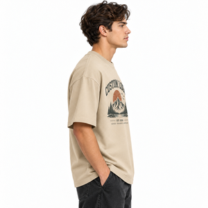 T-shirt pour homme en coton lavé, col rond, manches courtes, coupe classique, couleur unie, jersey tricoté décontracté, haute qualité, 100% coton - Product Image 5