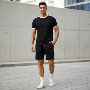 Conjunto de Camiseta y Pantalones Cortos Deportivos Personalizados para Hombre, Traje Deportivo Transpirable de Algodón, Ropa Deportiva Informal de Dos Piezas, Ropa para Gimnasio, Correr y Entrenamiento - Product Image 6
