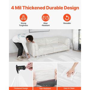 Copertura per Divano in Plastica Trasparente Resistente, Spessore 4 Mil, Copertura per Trasloco Resistente all'Usura con Design ad Ampia Apertura, Coperture per Mobili - Product Image 3