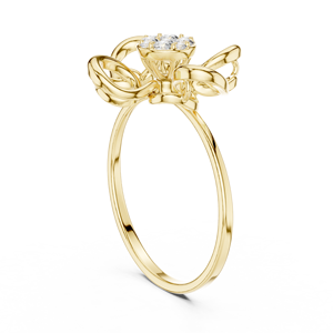 Anillo solitario minimalista de oro amarillo macizo de 14k con diamante redondo de talla brillante para mujer, ideal para compromiso, aniversario o regalo de boda. - Product Image 4