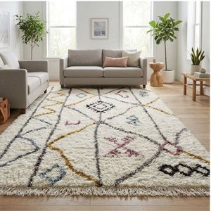 Hot Selling Geometric Pattern Rectangle Area <b>Rug</b> Hand Tufted Plush Wool Acrylic Blend Bohemian Style Living Room Use Rubber - Product Image 4