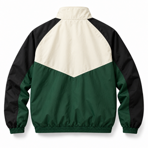 Veste coupe-vent à col montant Vert Forêt Crème Noir Logo personnalisé Fermeture éclair intégrale Uniformes d'équipe Marque privée Vente en gros - Product Image 2