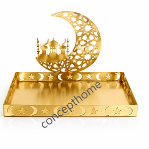 Bandeja de Postres Metálica Eid Mubarak, Decoración para Mesa de Fiesta del Ramadán, Adornos para el Hogar, Artículos para Fiestas Musulmanas del Ramadán - Product Image 5