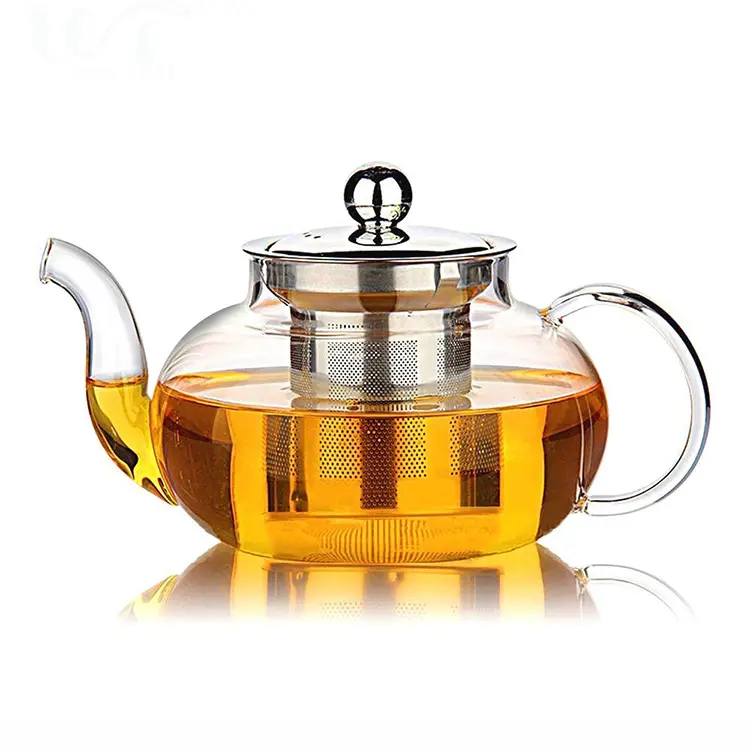 Online Cheap Hot Sale Factory Heat Tempered Blooming Glass Flower Teapot With Tea Infuser Loose Leaf Tea Pots