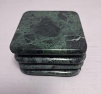 Sous-verres carrés en marbre vert de luxe faits à la main, épaisseur 10 mm, couleur et design personnalisables pour tasses à thé et verres à eau (taille 3,5x3,5)
