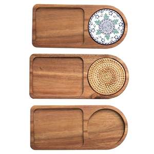Handmade Luxury Wooden Serving Tray with Handles Printed Decorative Tray <b>for</b> Tea Coffee Breakfast in Home <b>Kitchen</b> Durable Design - Product Image 3