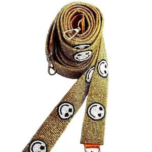 Personalized Custom Handmade Embroidered Glass Beads Wide Strap Replacement Crossbody Purse Strap for Stadium <b>Bag</b>-CRYSTAL CRAFT - Product Image 2