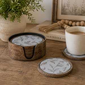 Nouveau design de sous-verres en bois décoratifs avec résine époxy blanche, tapis et supports de table en liège, support de sublimation - Product Image 1