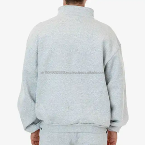 Sweat-shirt à col zippé personnalisé en molleton Streetwear surdimensionné 400gsm en coton Sweat-shirt à capuche zippé pour homme - Product Image 3