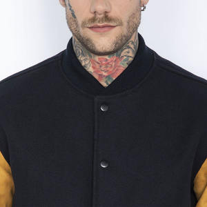 Vestes de sport pour hommes en tissu de laine brodées avec logo personnalisé, style streetwear, manches longues, couleur contrastée sur les manches - Product Image 5