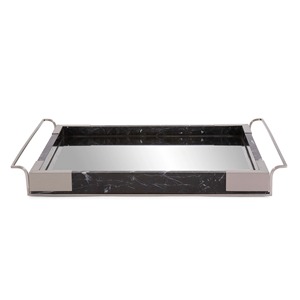 Rectangular Metal Storage <b>Tray</b> With <b>Mirrored</b> Finish Minimalist Design For Table Top Organization - Product Image 5