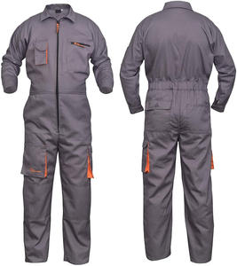 Combinaison de travail en coton pour homme avec bordure orange et design multi-poches, haute visibilité, multi-poches pour usage industriel - Product Image 1