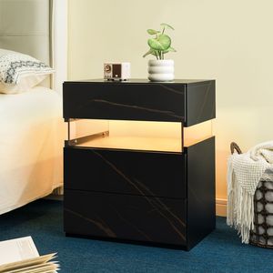 LED Nightstands 3 Drawer Dresser for Bedroom <b>Acrylic</b> <b>Board</b> LED Bedside Tables for Living Room End Table Bedside Furniture - Product Image 6