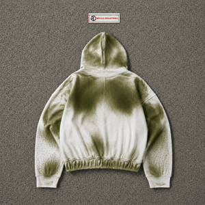 Sweat-shirt à capuche zippé dégradé blanc olive, style streetwear oversize, unisexe, veste à capuche ombrée premium, fermeture éclair intégrale, style vintage - Product Image 6