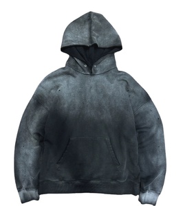 Mens Acid Wash Hoodie Vintage Faded Cotton Fleece Pullover Sweatshirt Distressed <b>Style</b> Adjustable Drawstring Hood - Product Image 1