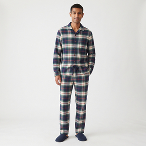 Ensemble de pyjama en flanelle pour homme, décontracté, 100 % polyester, manches longues, boutonné, pantalon long jusqu'aux chevilles, taille à cordon, coupe classique, ensemble d'hiver - Product Image 5