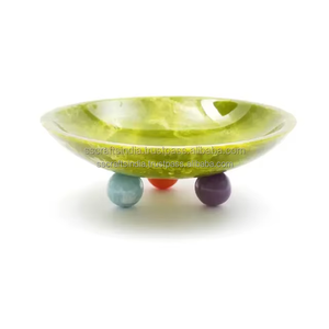 Bol à salade en résine fait main tourbillon vert jaune ODM Texture de marbre Bol à fruits motif Aqua pour la maison, l'hôtel et le buffet - Product Image 1