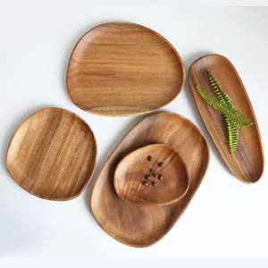 Juego de vajilla de madera para bodas de bajo costo, platos y fuentes de madera hechos a mano para servir pizza - Product Image 5